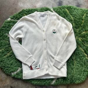 White vintage 90s golf cardigan